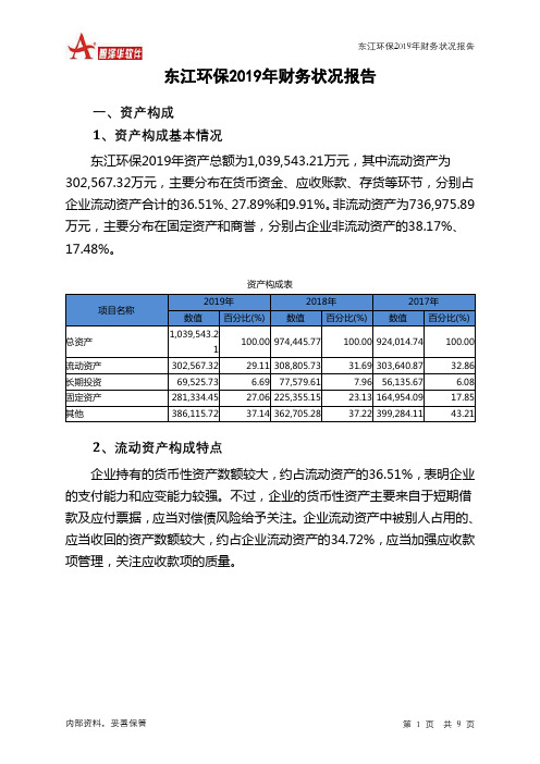 东江环保2019年财务状况报告