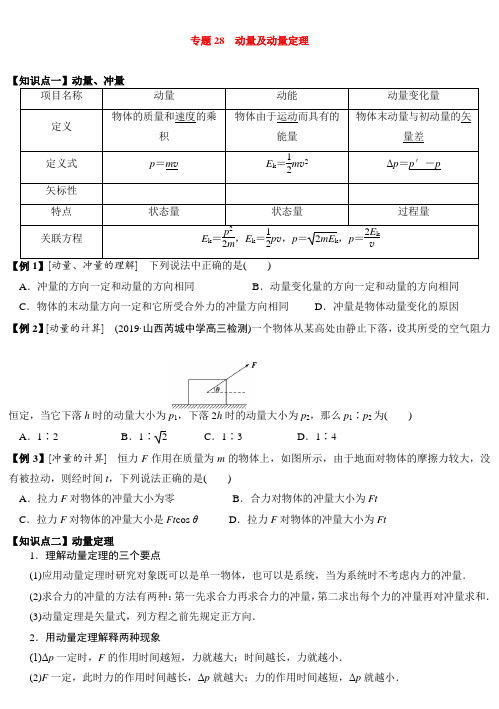 专题28 动量及动量定理(重难点精讲)-2021年高考物理一轮复习微专题训练(人教版)