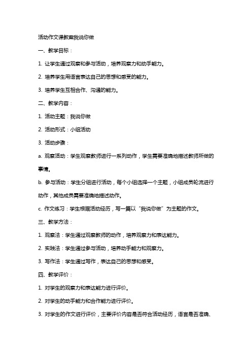 活动作文课教案我说你做