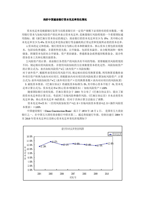 浅析中国建设银行资本充足率变化情况