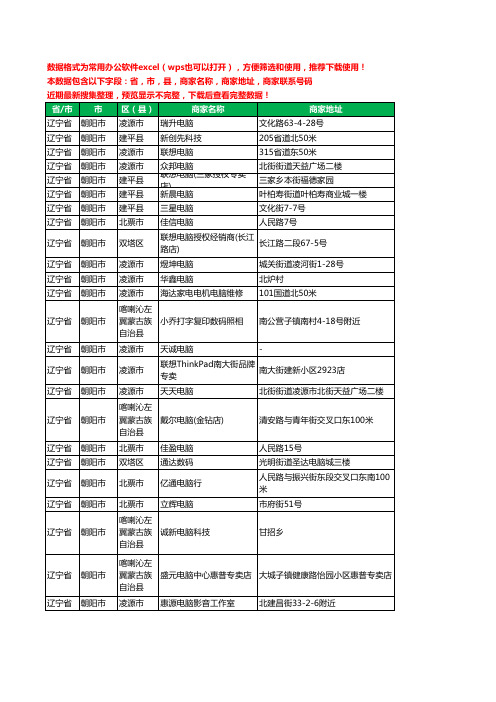 2020新版辽宁省朝阳市电脑工商企业公司商家名录名单联系电话号码地址大全280家