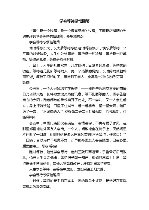 学会等待感悟随笔