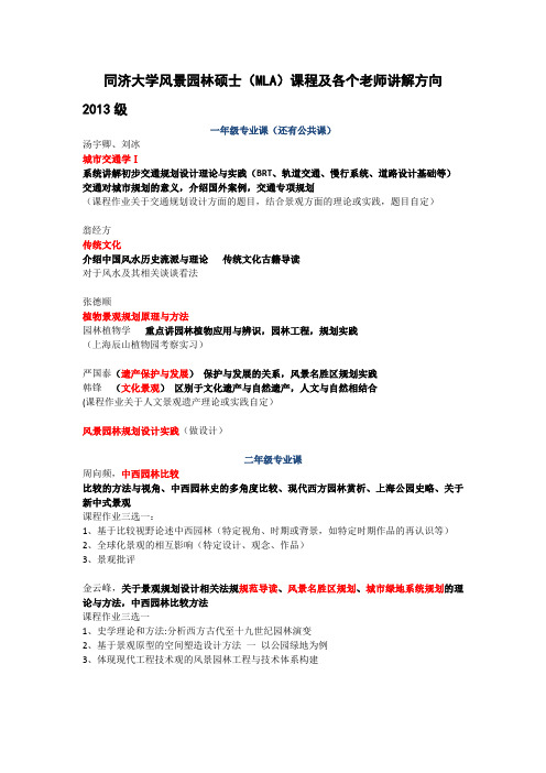 同济大学风景园林硕士(MLA)课程及各个老师讲解方向