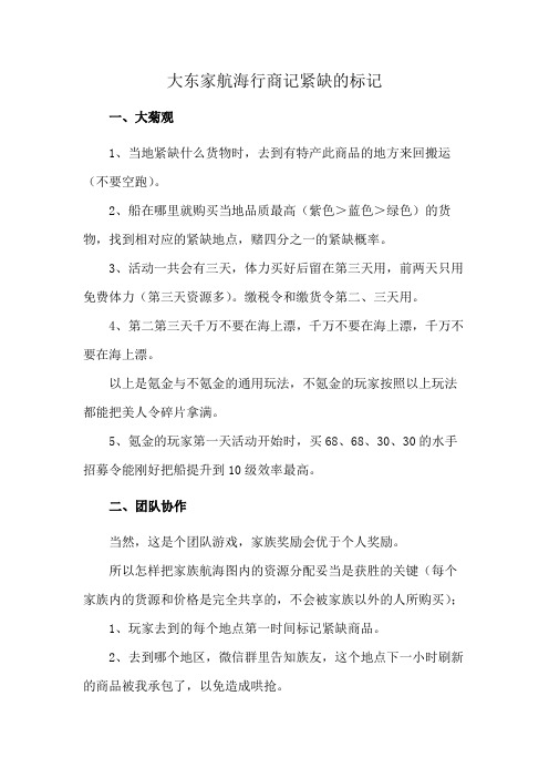 大东家航海行商记紧缺的标记