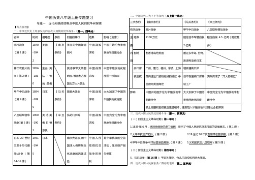 中国历史八年级上册专题复习：人教新课标