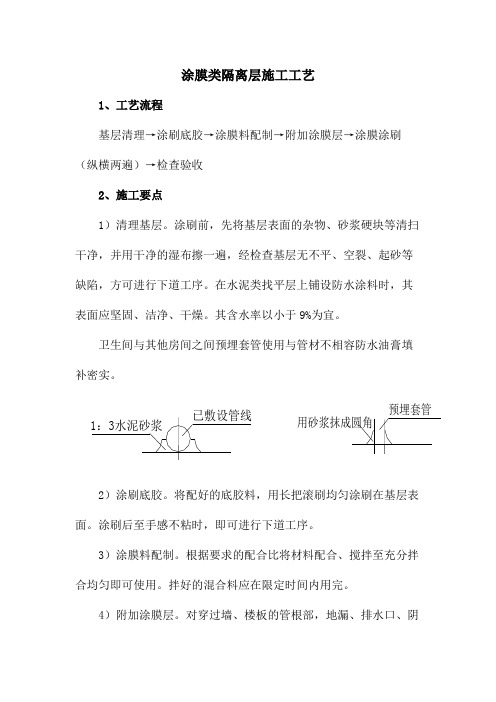 涂膜类隔离层施工工艺