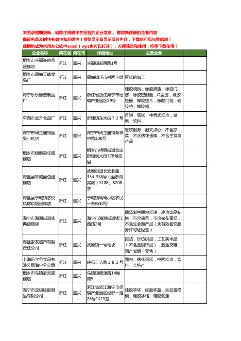 新版浙江省嘉兴蛋糕工商企业公司商家名录名单联系方式大全196家