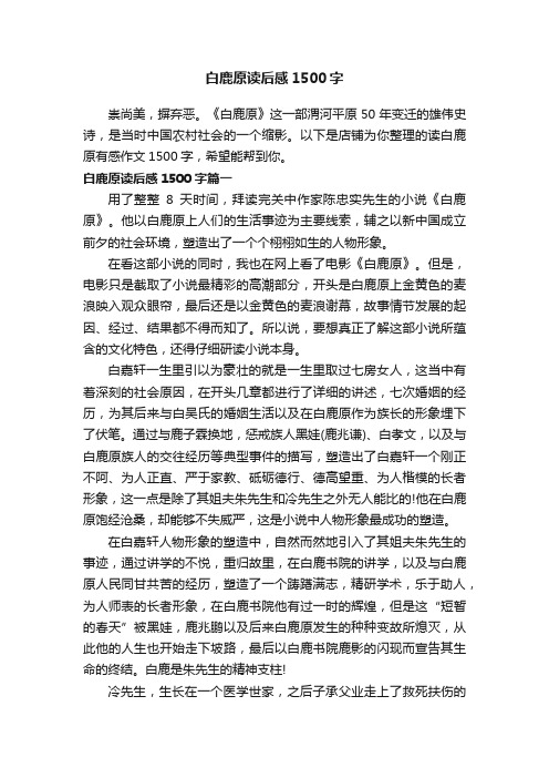 白鹿原读后感1500字