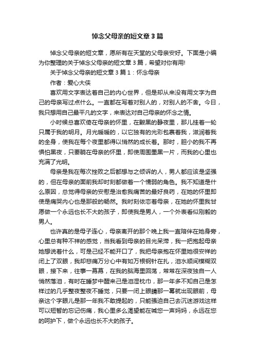 悼念父母亲的短文章3篇