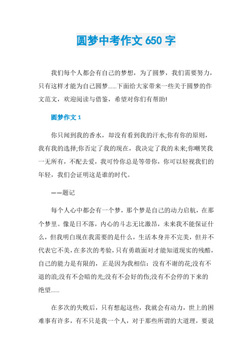 圆梦中考作文650字