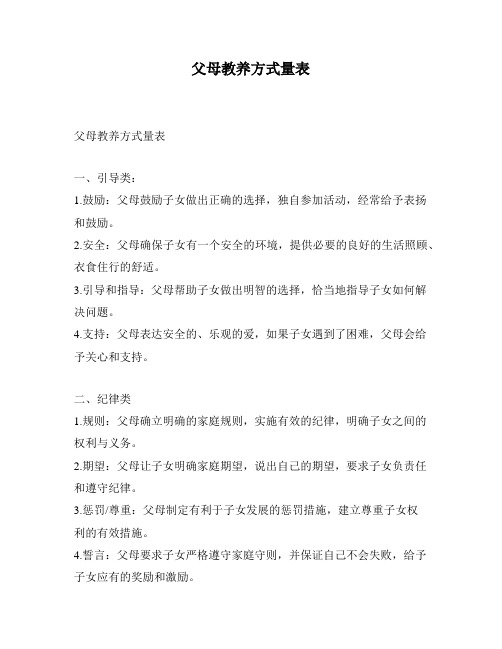 父母教养方式量表