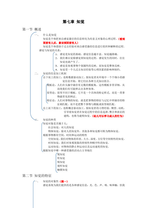 心理学导论(黄希庭第二版)第七章 知觉