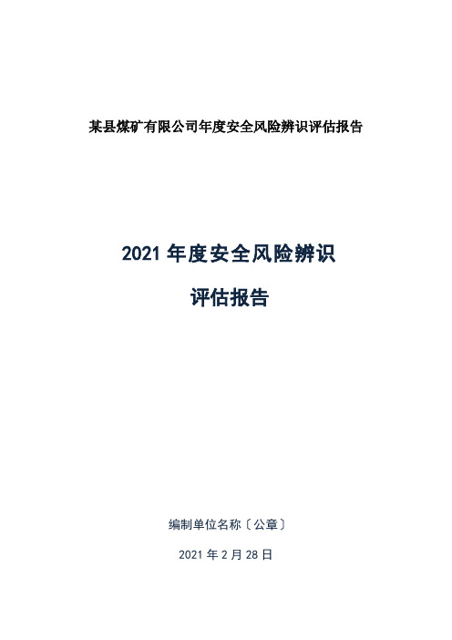 某县煤矿有限公司年度安全风险辨识评估报告