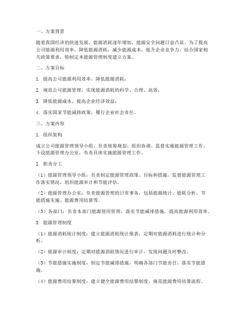 公司能源管理制度建立方案