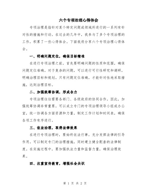 六个专项治理心得体会