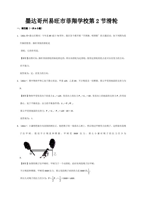 菲翔学校八年级物理下册12.2滑轮课时检测含解析试题