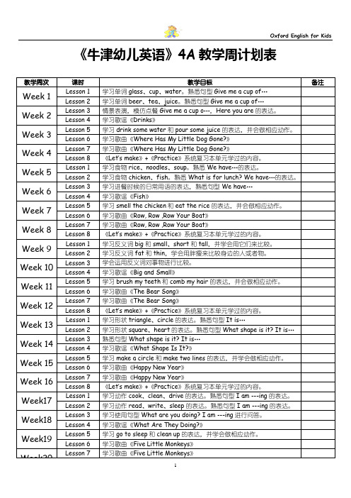 牛津幼儿英语4A教案