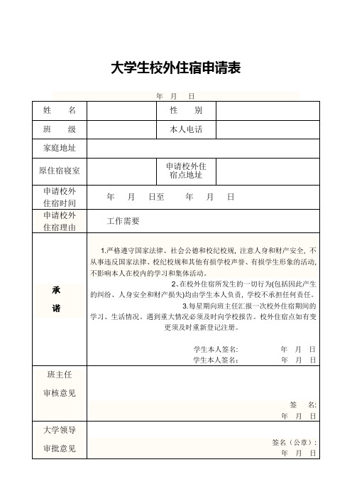 大学生校外住宿申请表_2