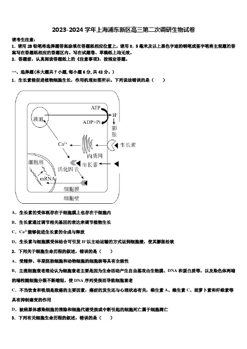 2023-2024学年上海浦东新区高三第二次调研生物试卷含解析