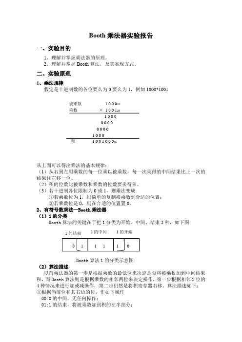 Booth算法_乘法器实验报告