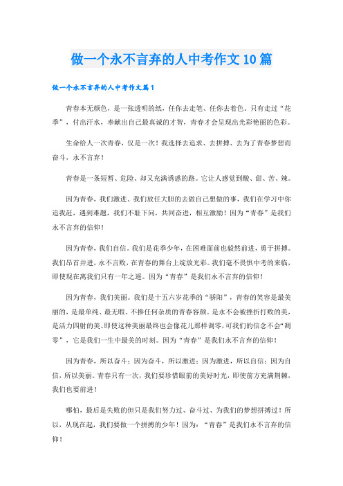 做一个永不言弃的人中考作文10篇