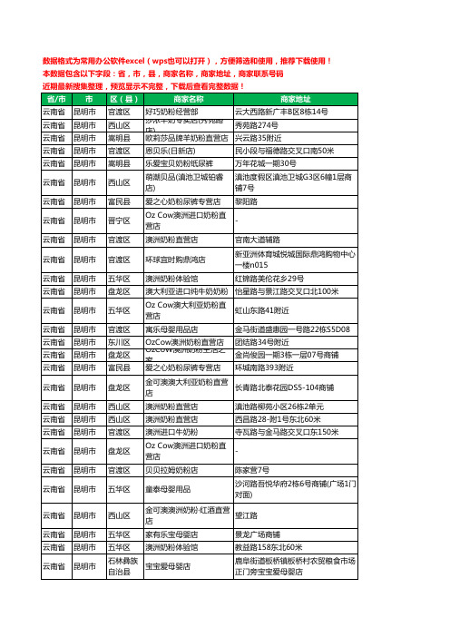 2020新版云南省昆明市奶粉工商企业公司商家名录名单黄页联系电话号码地址大全48家