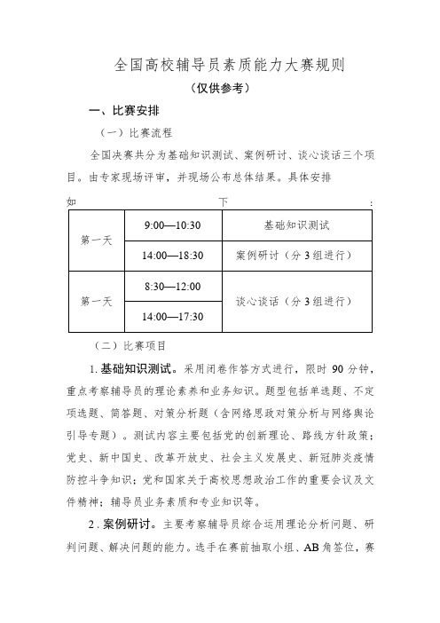 全国高校辅导员素质能力大赛规则