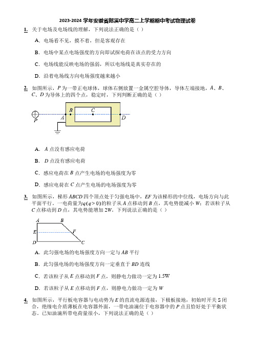 2023-2024学年安徽省郎溪中学高二上学期期中考试物理试卷