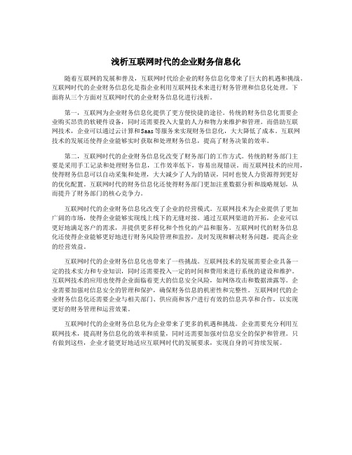 浅析互联网时代的企业财务信息化