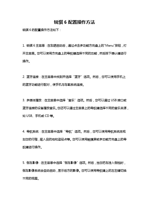 锐骐6配置操作方法