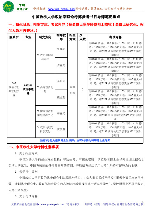 中国政法大学政治学理论考博参考书目导师笔记重点