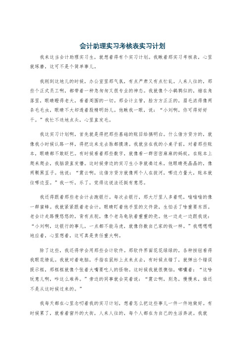 会计助理实习考核表实习计划