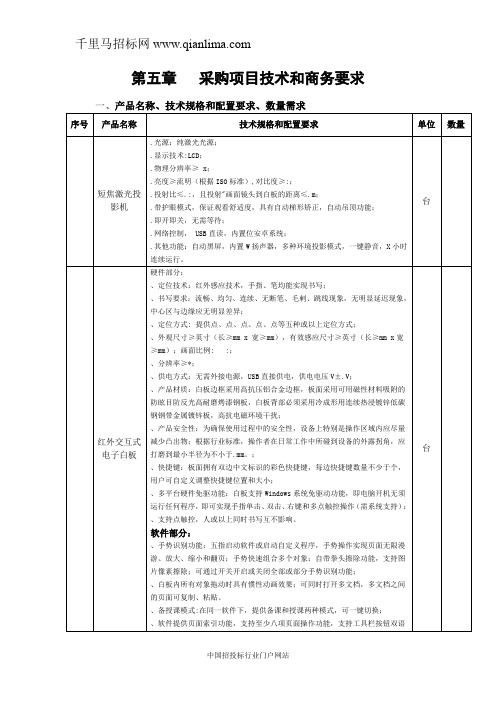 学校电子白板询价采购招投标书范本