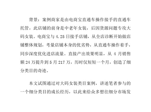 案例分享从大码女装看细分类目的电商发展思路细分市场发展的可行性的建议