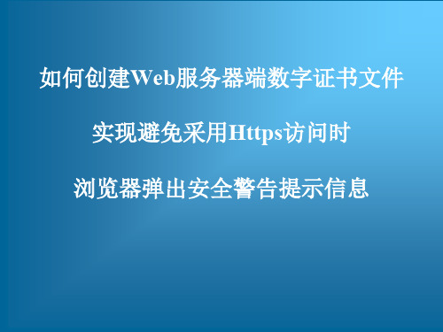 如何创建Web服务器端数字证书文件实现避免采用Https访问时浏览器弹出安全警告提示信息