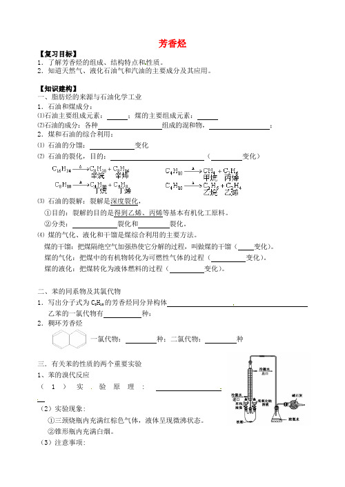 江苏省扬州市宝应县城镇中学高三化学一轮复习 芳香烃学案