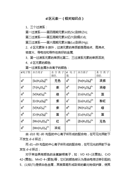 d区元素一（相关知识点）