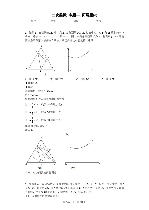 二次函数 专题一 拓展题(6)-教师版