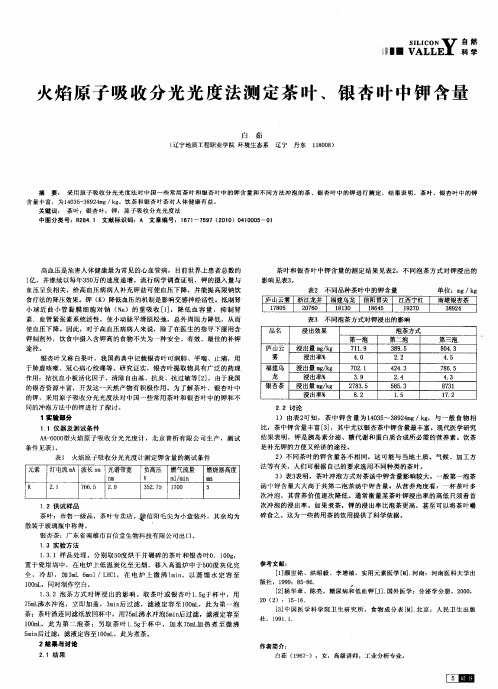 火焰原子吸收分光光度法测定茶叶、银杏叶中钾含量