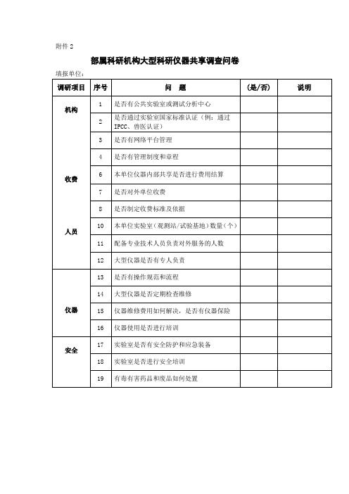 大型仪器设备共享调查问卷