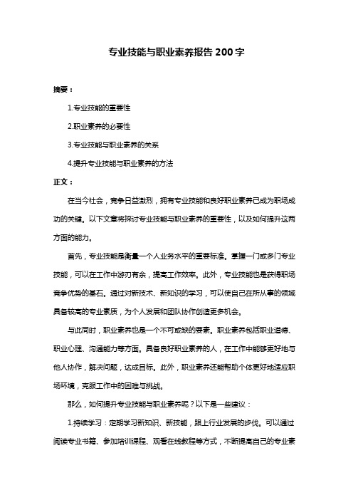 专业技能与职业素养报告200字