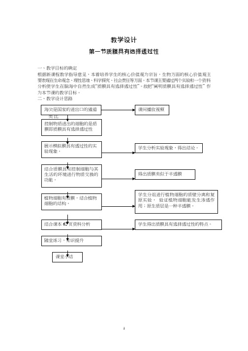 高中生物《质膜具有选择透过性》优质课教案、教学设计