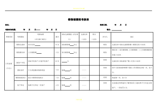 销售人员绩效考核记录表