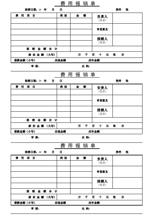 费用报销单模板