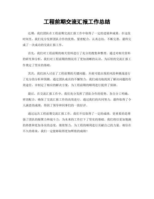 工程前期交流汇报工作总结