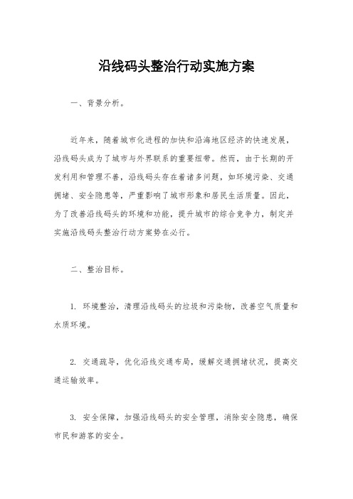 沿线码头整治行动实施方案