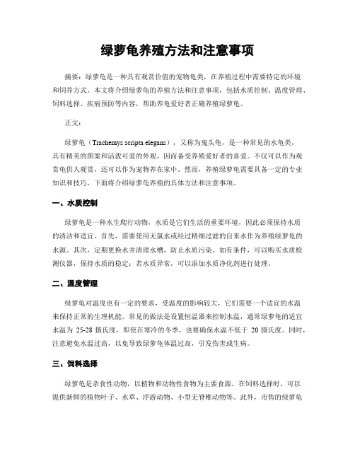 绿萝龟养殖方法和注意事项