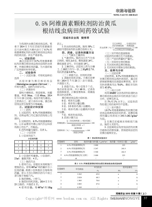 0.5%阿维菌素颗粒剂防治黄瓜根结线虫病田间药效试验