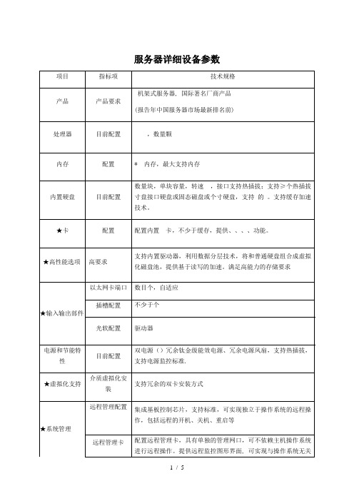 服务器详细设备参数