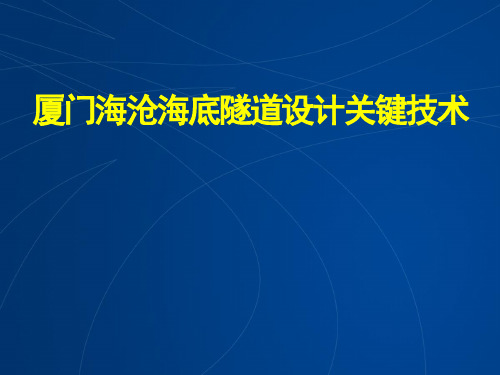 厦门海沧海底隧道设计关键技术